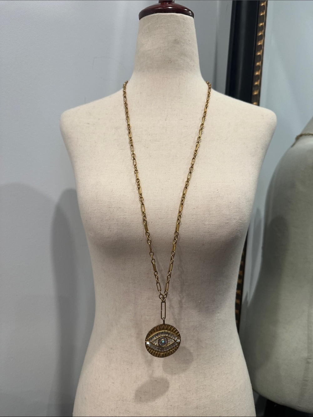 Gold-Tone Eye Pendant Long Necklace - Women Jewelry Necklaces